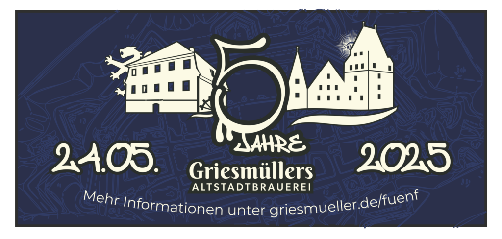Flaschenhalsetikett. Jubiläumsbier zum 5-Jährigen